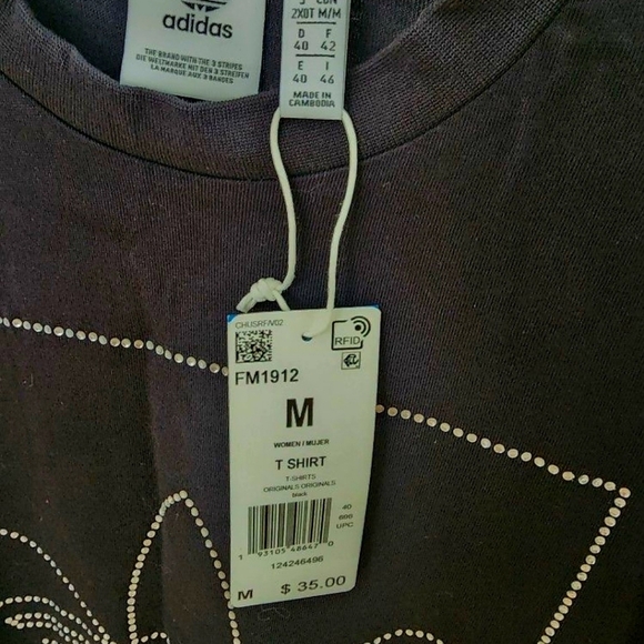 Embellished black Adidas T-shirt, NWT Sz M - Picture 2 of 2